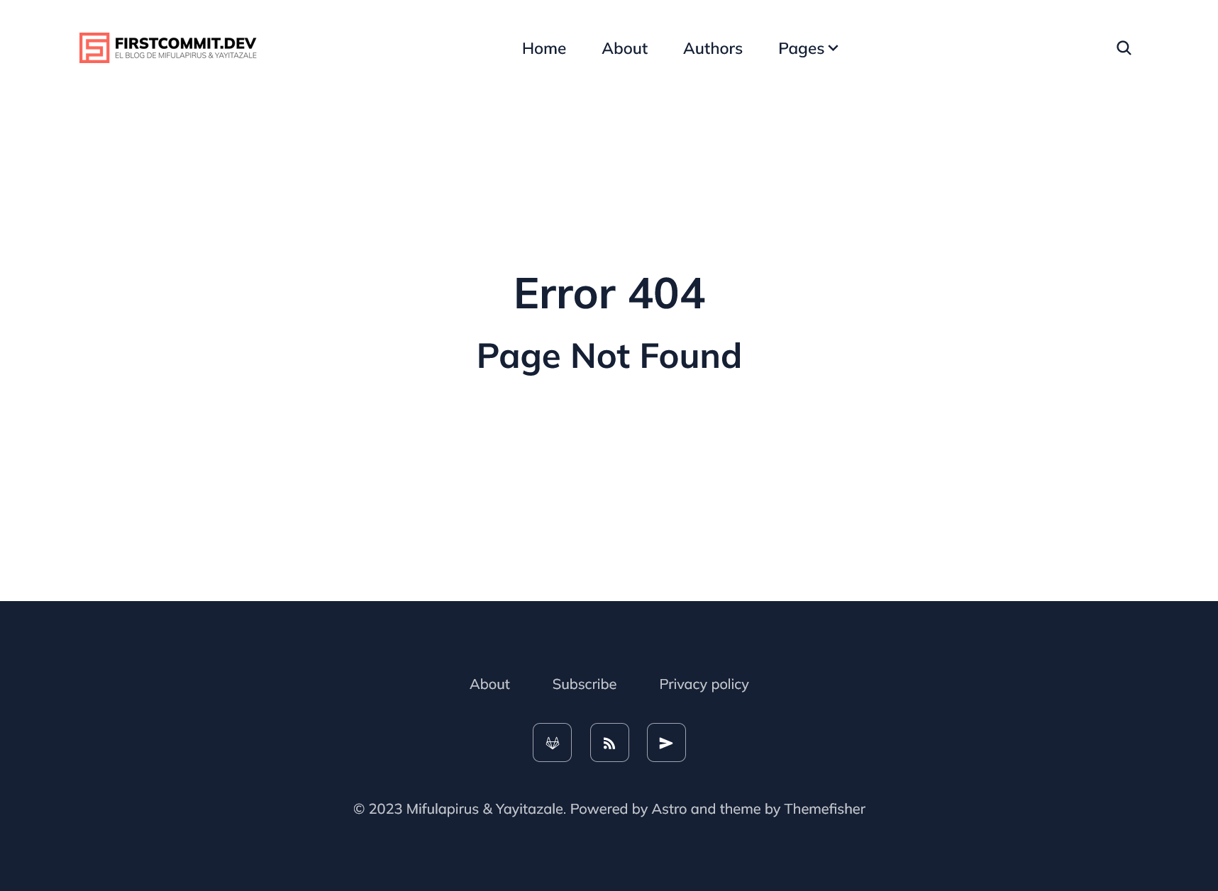 Ejemplo de 404 Not Found de GitHub