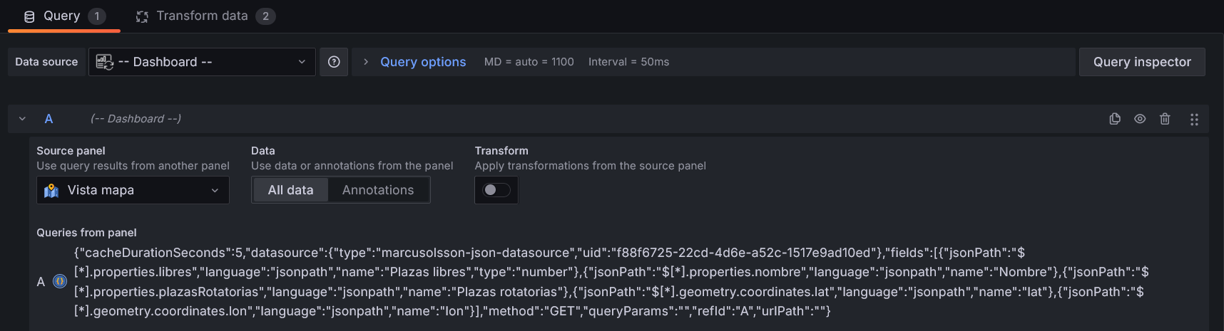 Reutilizar query en Grafana