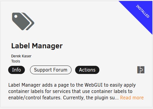 Plugin labelmanager en unraid