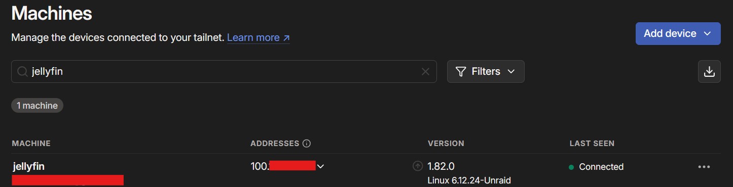 Contenedor docker configurado con tailscale en la consola