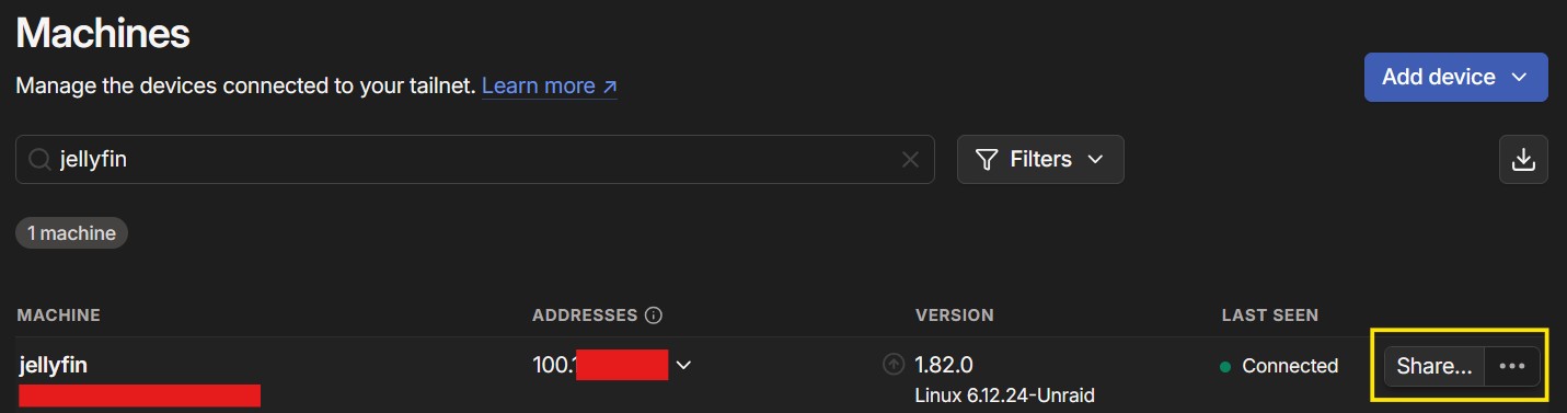 Compartir acceso a contenedor docker configurado con tailscale en la consola